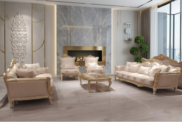 Luxurious 5-piece sofa set with 3+3+1 seats and coffee table