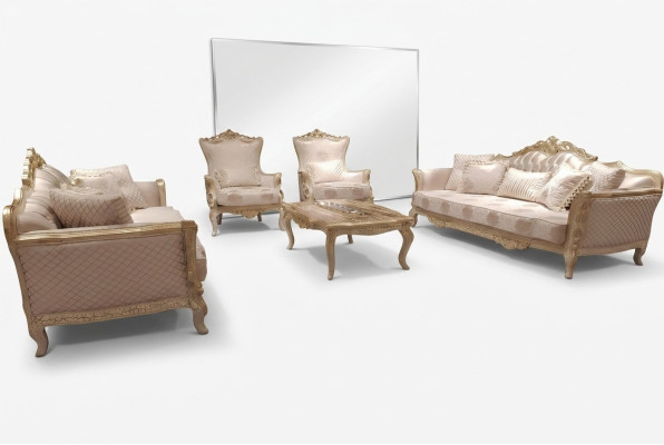 Luxurious 5-piece sofa set with 3+3+1 seats and coffee table