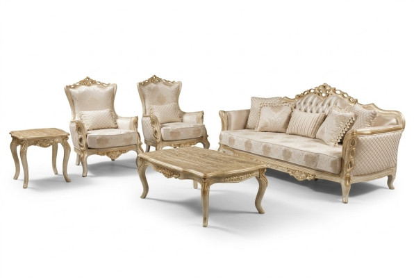 Sofa set 3+1+1 seater coffee table sofa armchair sofas set gold style