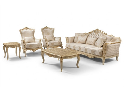 Sofa set 3+1+1 seater coffee table sofa armchair sofas set gold style