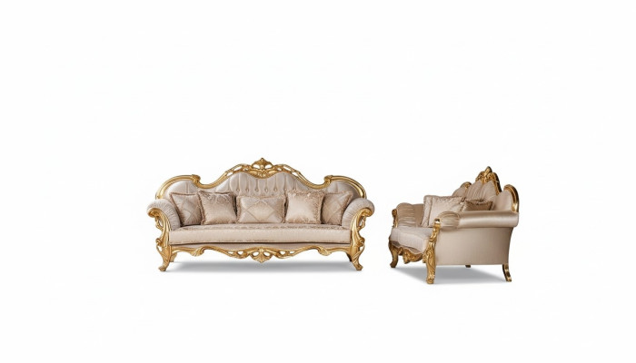 Set of Three-seater Sofa Suite 3+3 Seater Suite Sofa Sofas Fabric Style Baroque