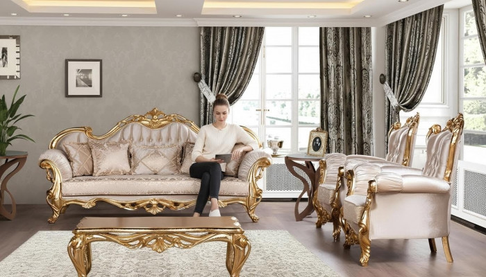 Sofa set 3+1+1 seater sofa armchair sofas seating set group fabric baroque