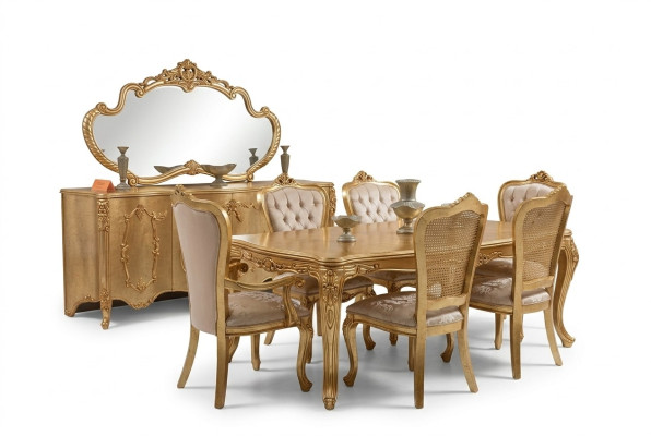 Luxury Furniture Set 9-piece Dining Room Dining Table Chair Sideboard Mirror Dining Table New