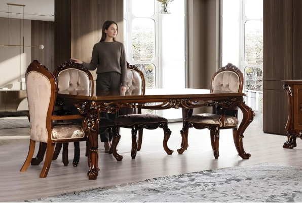 Dining table, wooden dining room table, baroque dining luxury furniture, new
