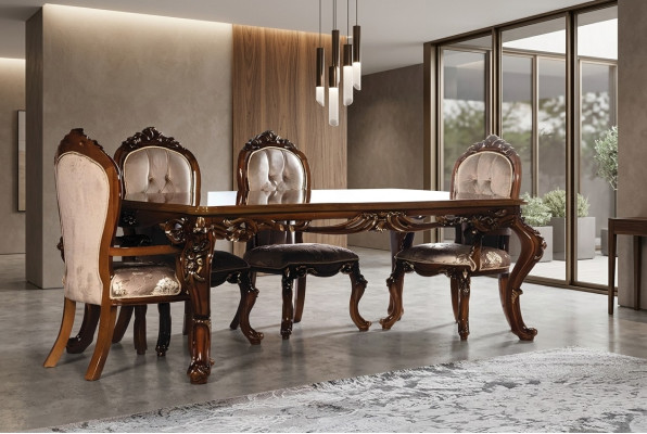 Dining table, wooden dining room table, baroque dining luxury furniture, new