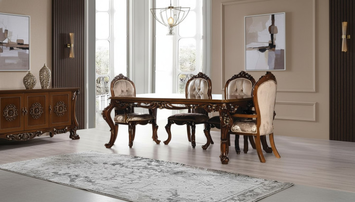Luxury dining room table chair group set wood table tables 5-piece sets