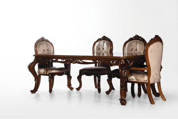 Luxury dining room table chair group set wood table tables 5-piece sets