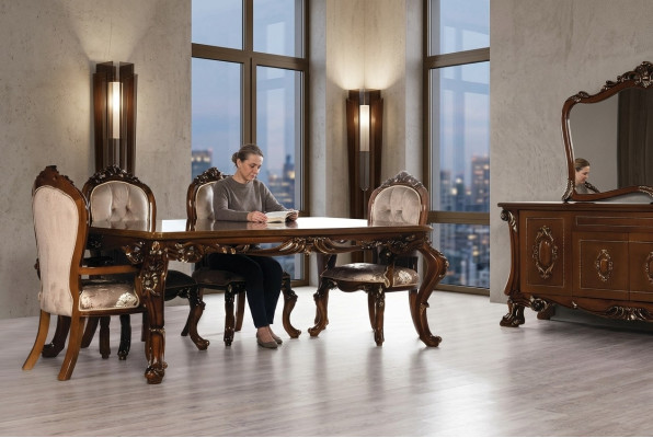 Dining room chair furniture wood luxury dining room dining fabric style baroque chairs