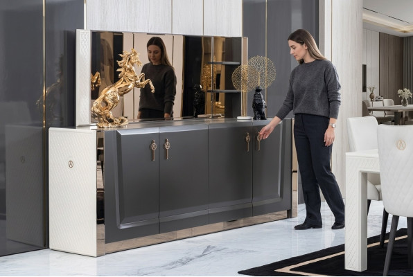 Furniture Group New Set 2-piece: Dresser Mirror Dressers Cabinet Luxury Shelf Console