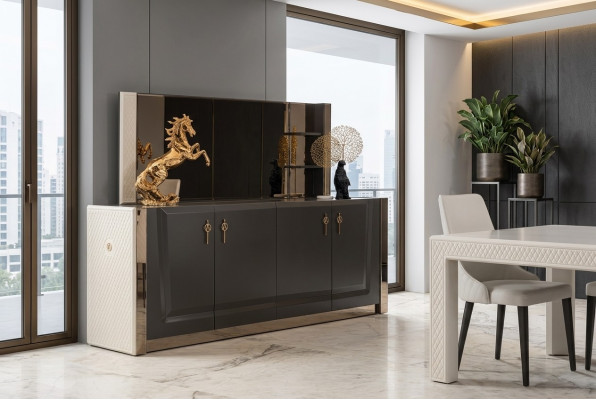 Furniture Group New Set 2-piece: Dresser Mirror Dressers Cabinet Luxury Shelf Console
