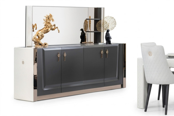 Furniture Group New Set 2-piece: Dresser Mirror Dressers Cabinet Luxury Shelf Console