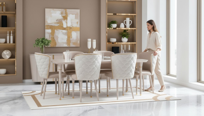 Dining room set table 6x chairs seating group dining room suite table set 7-piece new