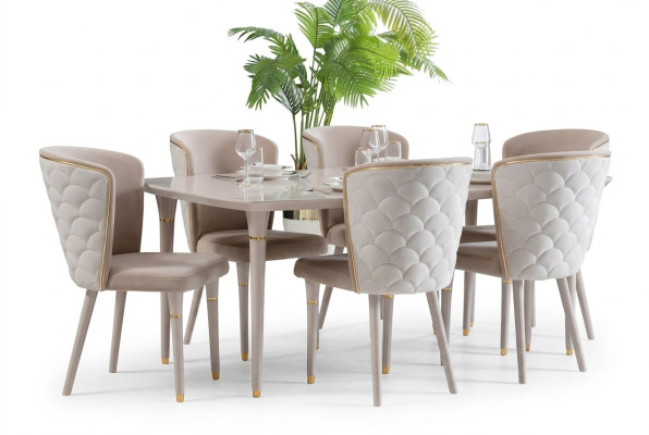 Dining room set table 6x chairs seating group dining room suite table set 7-piece new