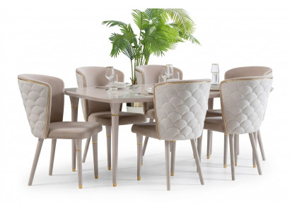 Dining room set table 6x chairs seating group dining room suite table set 7-piece new