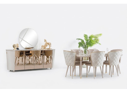 Dining room set group ensemble table new dining table 6x chairs sideboard mirror 9-piece