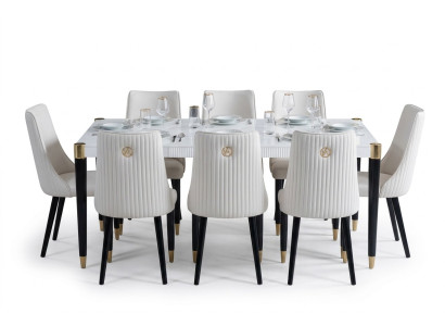 Dining Group Wood Table Tables 7-Piece Complete Set Dining Table 6x Chairs Dining Room Set
