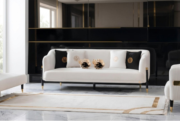 Design Sofa 3 Seater Design 210cm Luxury Sofas Couch 3-seater New Textile Sofa Furniture