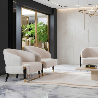 Upholstered Modern Single Seater Designer Gray Relax New Living Room Luxury Armchair Hotel