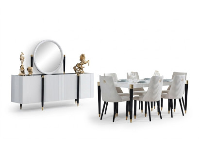 Dining table 6 chairs sideboard mirror complete dining room set 9-piece new set