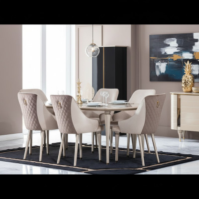 Kitchen dining room chairs 6x chair set chairs suite wood furniture fabric cloth