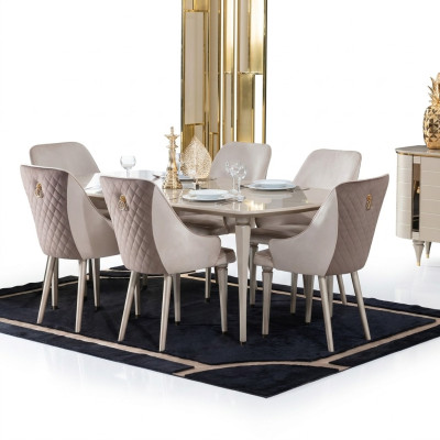Kitchen dining room chairs 6x chair set chairs suite wood furniture fabric cloth