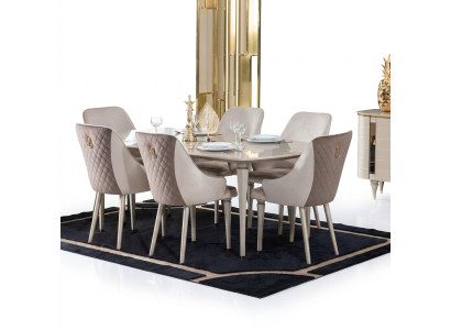 Kitchen dining room chairs 6x chair set chairs suite wood furniture fabric cloth