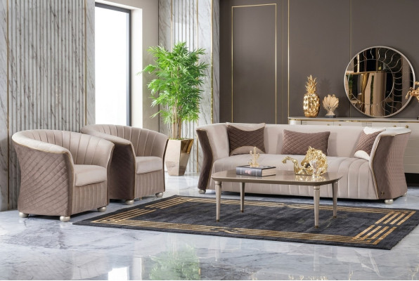 Upholstered Set Sofas Couch Designer Sofa Suite 3+1+1 Seater Fabric Couches