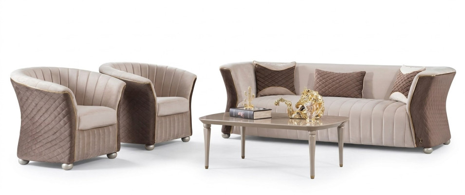 Upholstered Set Sofas Couch Designer Sofa Suite 3+1+1 Seater Fabric Couches