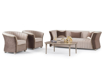 Upholstered Set Sofas Couch Designer Sofa Suite 3+1+1 Seater Fabric Couches