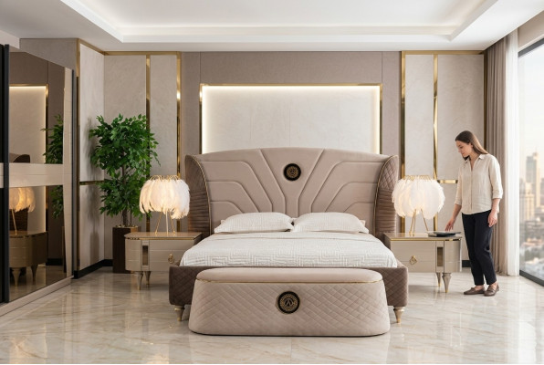 Beds Double Bed Hotel Bed Frame Double Wood Furniture Bed Upholstery Luxury Design