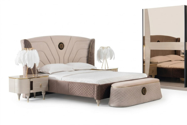Bedroom double bed 160x200cm luxury bed 2x bedside table 3-piece set beds new