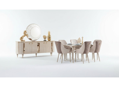Complete dining room sideboards table 6x chairs sideboard mirror set suite new
