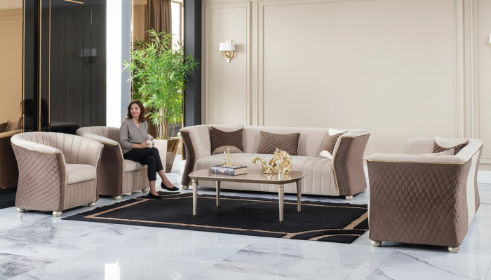 Modern luxury elegant seating set 3+3+1+1 seater design sofas upholstered furniture sofas