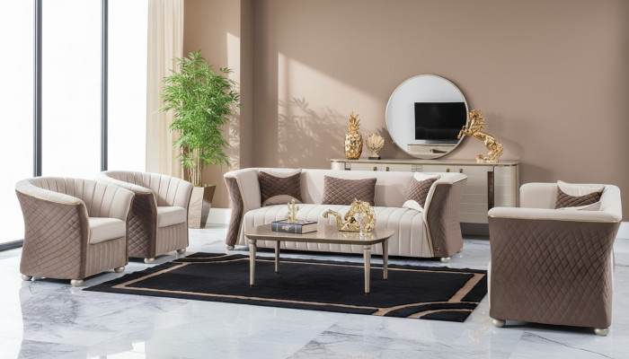 Modern luxury elegant seating set 3+3+1+1 seater design sofas upholstered furniture sofas