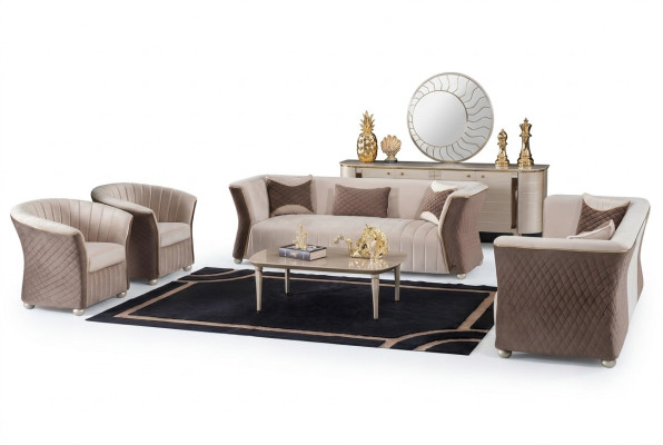 Modern luxury elegant seating set 3+3+1+1 seater design sofas upholstered furniture sofas