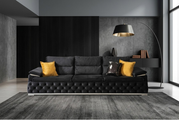 Three-seater couch design sofa modern four-seater sofas room furniture black upholstery