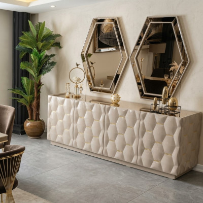 Sideboard Mirror Sideboard Cabinet 3-piece. Console Table Elegant Design Console Wood