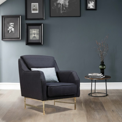Gray Upholstered Armchair Stainless Steel Single-Seater Living Room Armchair New