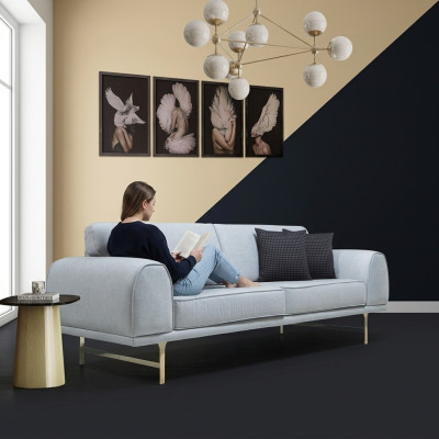 Gray Modern 3-Seater Designer Living Room Couch Luxury Upholstery Sofa
