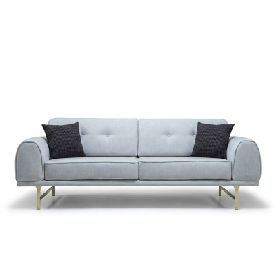 Gray Modern 3-Seater Designer Living Room Couch Luxury Upholstery Sofa
