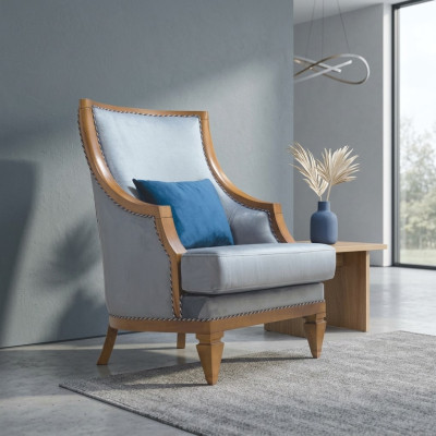 Modern gray fabric armchair single-seater leather 1-seater living room new