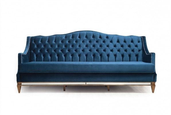 Blue Chesterfield Three-Seater Relax Lounge Sofa Living Room 3-Seater