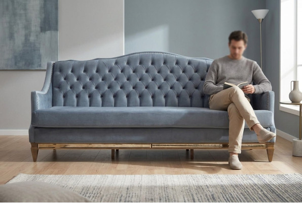 Luxury Furniture Upholstered Couch Wood Italian Upholstered Sofa Classic Couches
