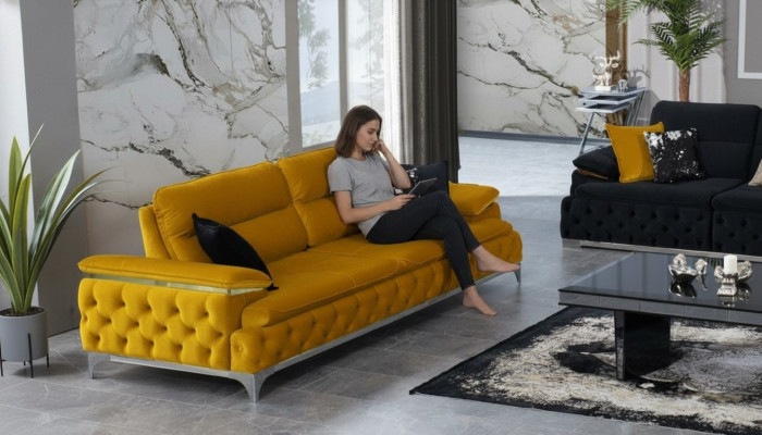 Italian Style Modern Three-Seater Sofa Living Landscape Textile Sofa 3 Seater New