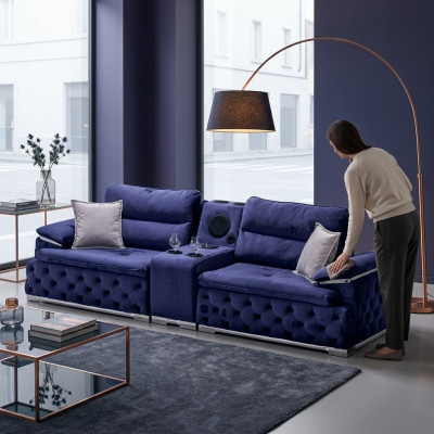 Chesterfield sofa upholstery 4-seater purple design XXL big sofa couch