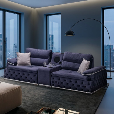 Chesterfield sofa upholstery 4-seater purple design XXL big sofa couch