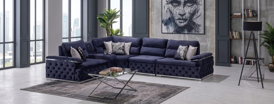 Design corner sofa fabric L-shape modern style upholstered furniture living room group