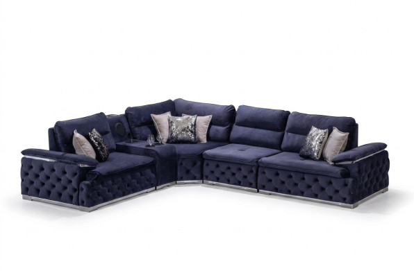 Design corner sofa fabric L-shape modern style upholstered furniture living room group