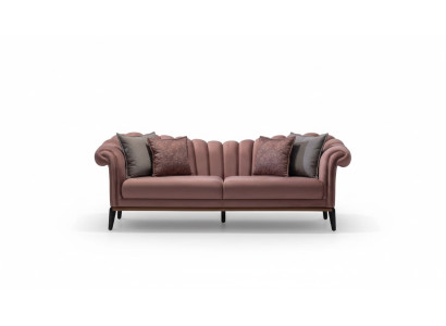 Italian style 2-seater living room couch sofa upholstery seat textile pink new
