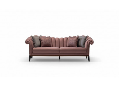 Italian style 2-seater living room couch sofa upholstery seat textile pink new